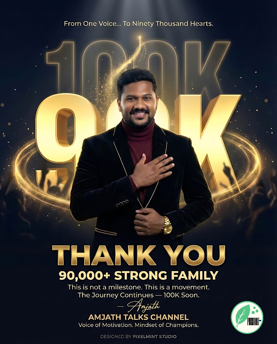 Amjath Talks YouTube channel 100k subscribers poster